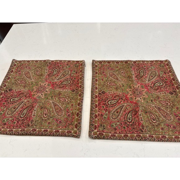 Pottery Barn Other - Pottery Barn Paisley Wool Blend Pillow Covers Set of 2 18x18 Boho Beautiful